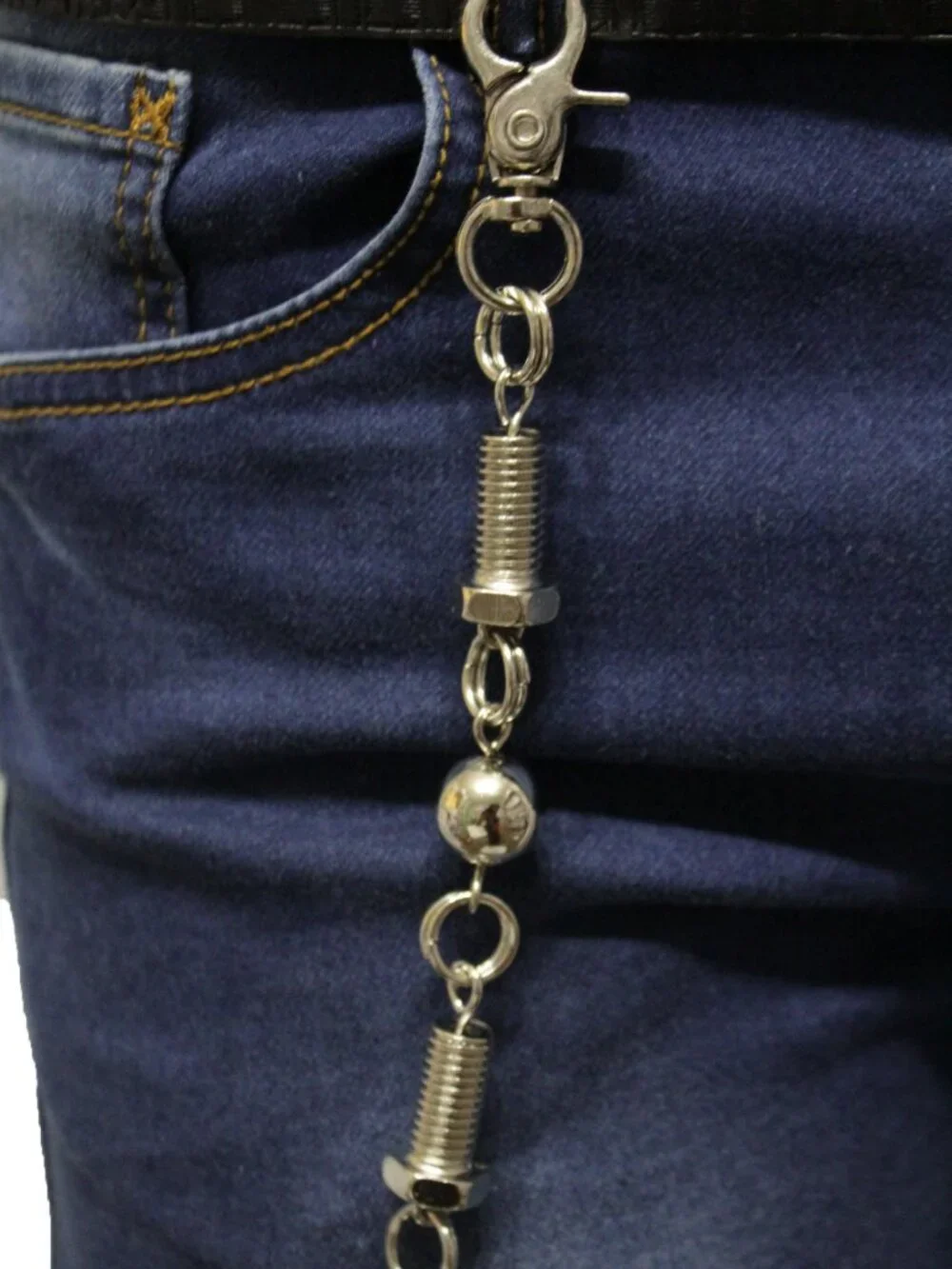 NEW Men Silver Jean Chain Screw Ball Metal Wallet Key Holder Motorcycle Biker 28